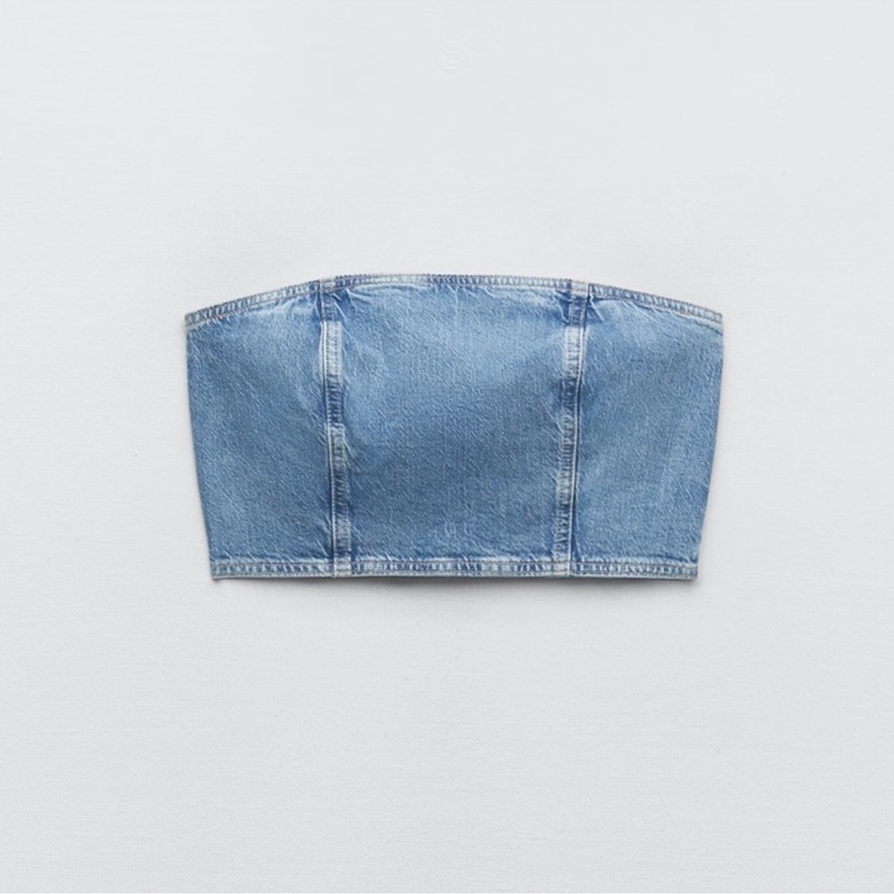 Zara Denim Strapless Crop Too NWT Size Medium